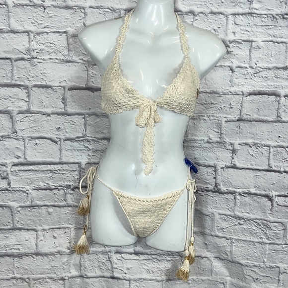 NWT SHE MADE ME two piece crochet  size M/L bottom/ S/M top - Picture 1 of 13